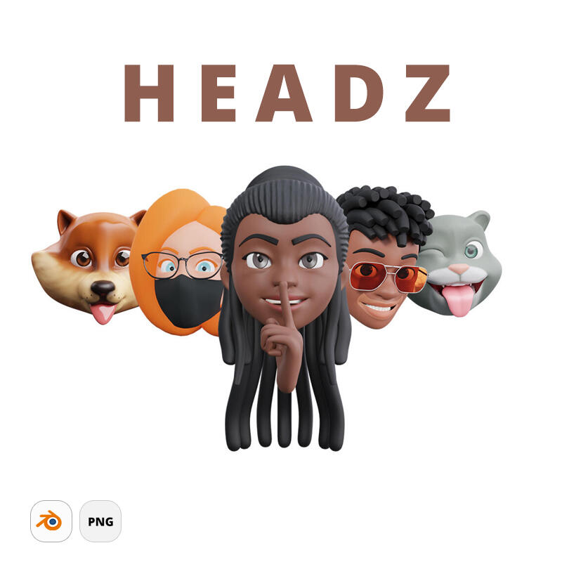 Headz - Alternative to Apple Memoji with 400,000+ combinations of 3D heads. Male, Female, and Pets included.